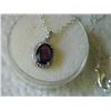 Image 6 : NECKLACE - 3.5CT AMETHYST & DIAMOND NECKLACE OVAL CUT AMETHYST IN STERLING SILVER SETTING - INCLUDES