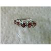Image 2 : RING - 1.5CTW (5PC) ROUND FACETED GARNET  & 2 ROUND FACETED DIAMONDS IN STERLING SILVER SETTING - IN