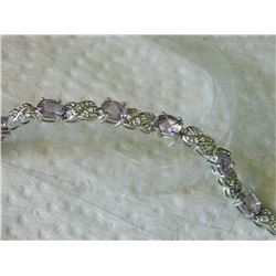 BRACELET - 6.0 CTW (12) OVAL FACETED AMETYST & DIAMOND IN STERLING SILVER FIGURE 8 DESIGNED SETTING 