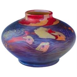 Váza, repülohalas panorámaképpel, Zsolnay, 1900 körül 