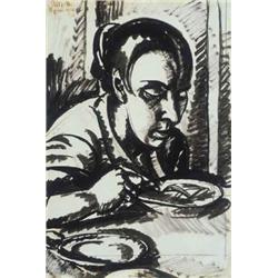 Uitz Béla (1887-1972): Reggelizo no, 1918