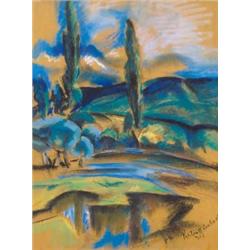 Perlrott Csaba Vilmos (1880-1955): Dombos táj, 1923