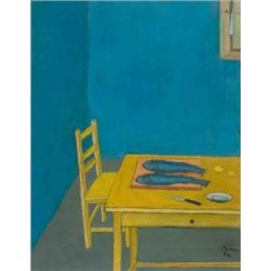 Czimra Gyula (1901-1966): Asztali csendélet halakkal, 1963