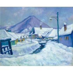 Kádár Géza (1878-1952): Nagybányai utca hótakaró alatt