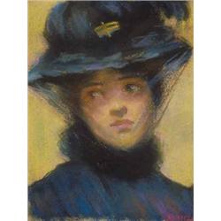 Kunffy Lajos (1869-1962): Fátylas hölgy