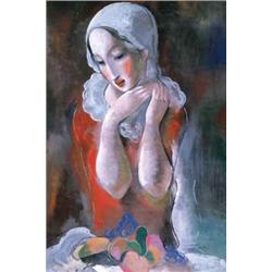 Kádár Béla (1877-1956): Kendos no gyümölcscsendélettel, 1930-as évek