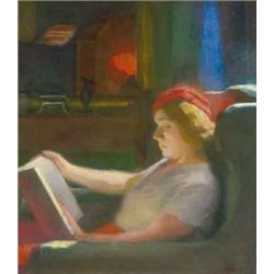 Réti István (1872-1945): Olvasó no (A muvész feleségének arcképe), 1933