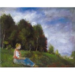 Rudnay Gyula (1878-1957): Mezon üldögélo kislány