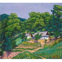 Kádár Géza (1878-1952): Falusi táj, 1912