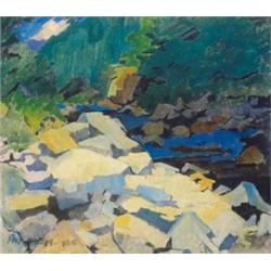 Nagy Oszkár (1883-1965): Fernezei sziklás völgy, 1935