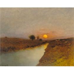 K. Spányi Béla (1852-1914): Naplemente a folyóparton