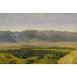 Telepy Károly (1828-1906): Hegyvidéki táj kisvárossal, 1908