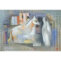 Kádár Béla (1877-1956): Városkép noalakkal és lóval