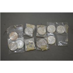Twelve American half dollars, various years and a 1896  o  and 1921 Morgan dollar
