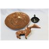 Image 2 : HAMMERED COPPER DISH BOWL AND COW AND DECORATIVE CAST IRON PAN