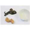 Image 2 : EASTERN WOOD CHOPSTICK STAND MUD FIGURE AND BOWL