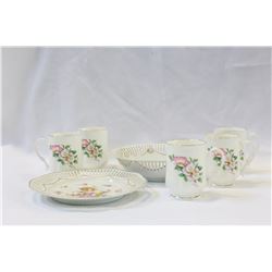 BONE CHINA COFFEE MUGS AND GERMAN BERRY BOWL AND PLATE SET