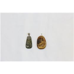 TWO JADE PENDANTS HORSE MOTIF