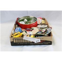 TRAY OF COLLECTIBLE BUTTONS AND MARBLES