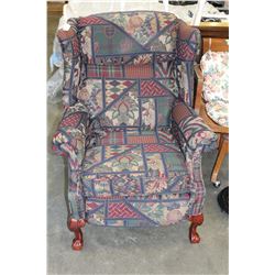 WINGBACK RECLINER CHAIR WITH PAW FEET