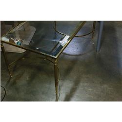 BRASS WITH MIRRORED TRIM GLASS DECORATIVE COFFEE TABLE