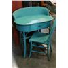 Image 1 : PAINTED WICKER VANITY WITH MATCHING CHAIR