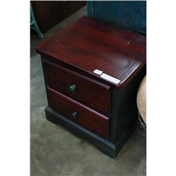 PINE AND GREEN 2-DRAWER NIGHTSTAND
