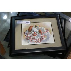 THREE FRAMED SIGNED COLLECTIBLE CLOWN PRINTS