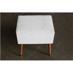 WHITE UPOLSTERED STOOL WITH STORAGE