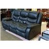 Image 1 : BLACK LEATHER DOUBLE RECLINING SOFA