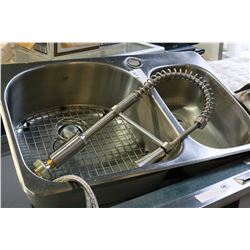 STAINLESS DOUBLE SINK AND AMERICAN STANDARD STAINLESS TAP