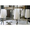 Image 2 : LARGE 9-LIGHT HANGING CHANDELIER WHITE SHADES AND BRUSHED NICKLE