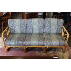 2-PIECE BAMBOO PATIO SOFA AND LOVESEAT WITH UPOLSTERED CUSHIONS