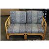 Image 2 : 2-PIECE BAMBOO PATIO SOFA AND LOVESEAT WITH UPOLSTERED CUSHIONS