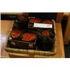 Image 1 : WICKER TRAY AND FOUR LACQUER BOXES