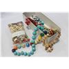 Image 2 : BAG OF SHELL JEWELLRY AND LOT OF VINTAGE LARGE BEAD NECKLACES