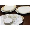 Image 2 : FOUR ANTIQUE PLATTERS AND LIMOGE TURKEY PLATTER AND DEMI TASSE SET
