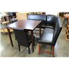 Image 2 : MODERN PUB HEIGHT TABLE WITH LEATHER BENCHES AND CORNER SEAT