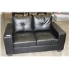 Image 2 : NEW MODERN BLACK SQUARED ARM LOVESEAT WITH REMOVABLE BACK AND SEAT CUSHIONS RETAIL $999