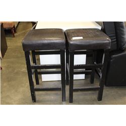 TWO MODERN BROWN LEATHER BARSTOOLS
