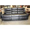 Image 1 : BRAND NEW BLACK LEATHER DOUBLE RECLINER SOFA