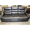 Image 2 : BRAND NEW BLACK LEATHER DOUBLE RECLINER SOFA