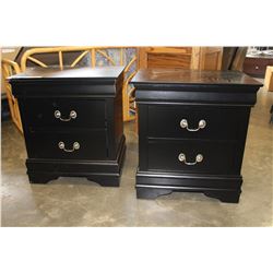 PAIR OF NEW BLACK MODERN AVENZA 2 DRAWER NIGHTSTANDS RETAIL $249ea.