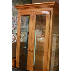 OAK GLASS DOOR DISPLAY CABINET