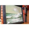 Image 1 : LARGE BLACK FRAMED OIL ON CANVAS SEASCAPE