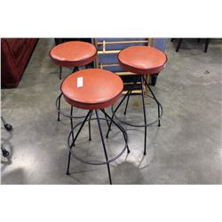 THREE SWIVEL BARSTOOLS