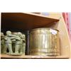 Image 1 : TWO BRASS BUCKETS AND CANDLE HOLDER