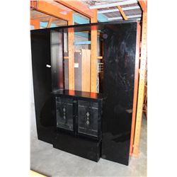 4 PIECE BLACK LACQUER STORAGE CABINETS