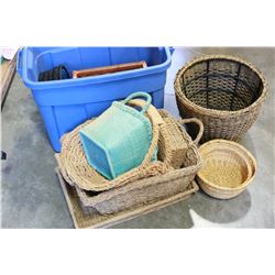 TOTE OF WICKER BASKETS