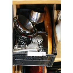 TRAY OF CHROME SILVER WARE